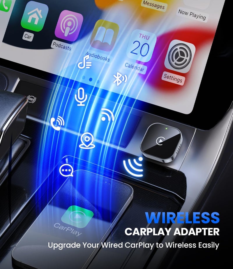 Teeran Wireless CarPlay Adapter 2025 Upgrade Wired CarPlay to Wireless, Mini Cube Design for Cars with Built-in Wired Apple CarPlay Plug and Play Easy Use Fast Stable Connection Car Play for iPhone - Image 2